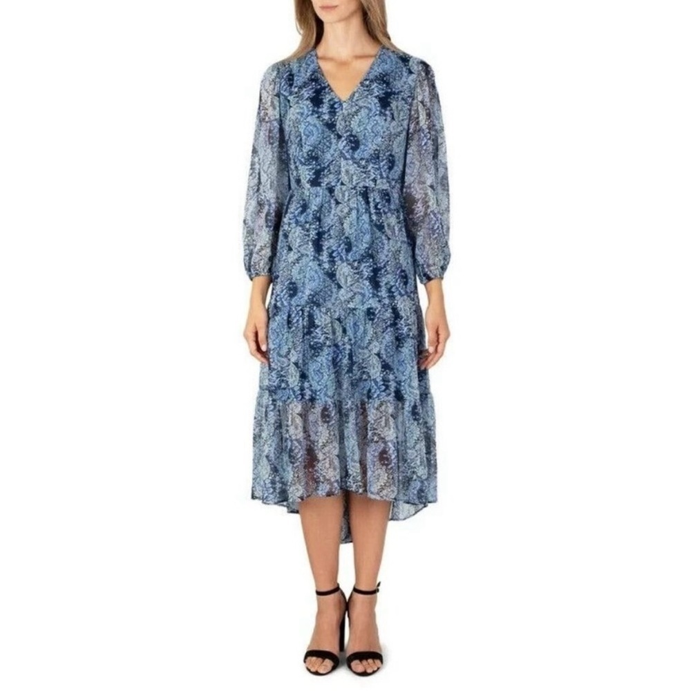 Elegant Blue Floral Dress Maxi NWT Size 2XL